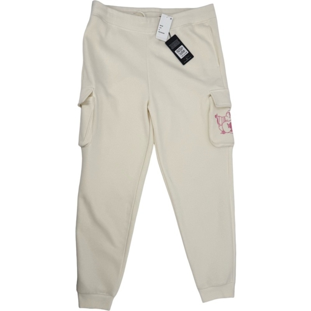 TRUE RELIGION NEW XL Cargo Jogger Winter White Buddha Graphic Fleece Sweatpants